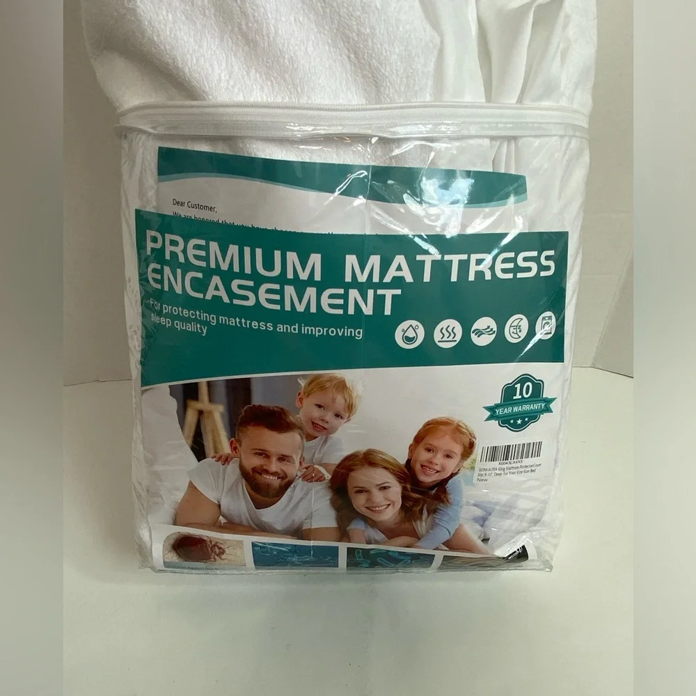 Premium Mattress Encasement King Waterproof Zipper Washable New Opened